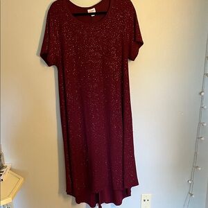 LuLaRoe Burgundy Short Sleeve Carly Dress